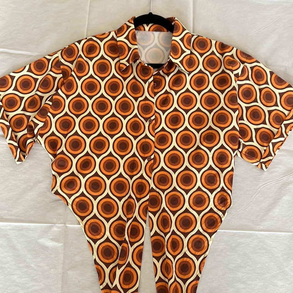 Cider Retro Patterned Button Up Blouse